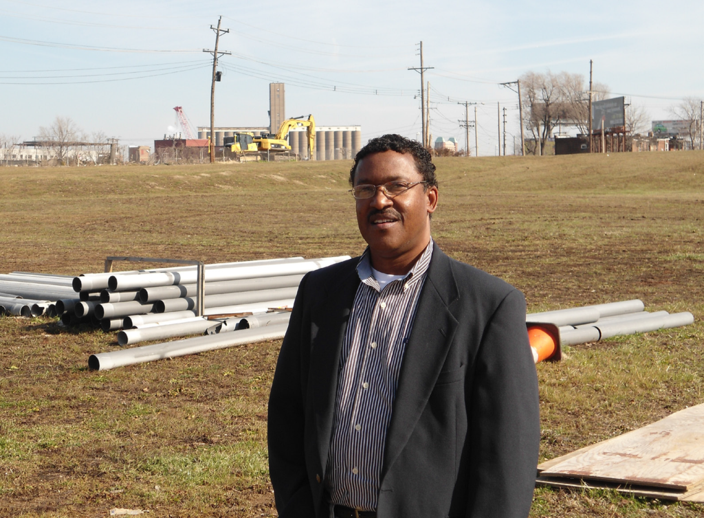 Craig Nashville stands in front of the future Chouteau Park in FPSE.